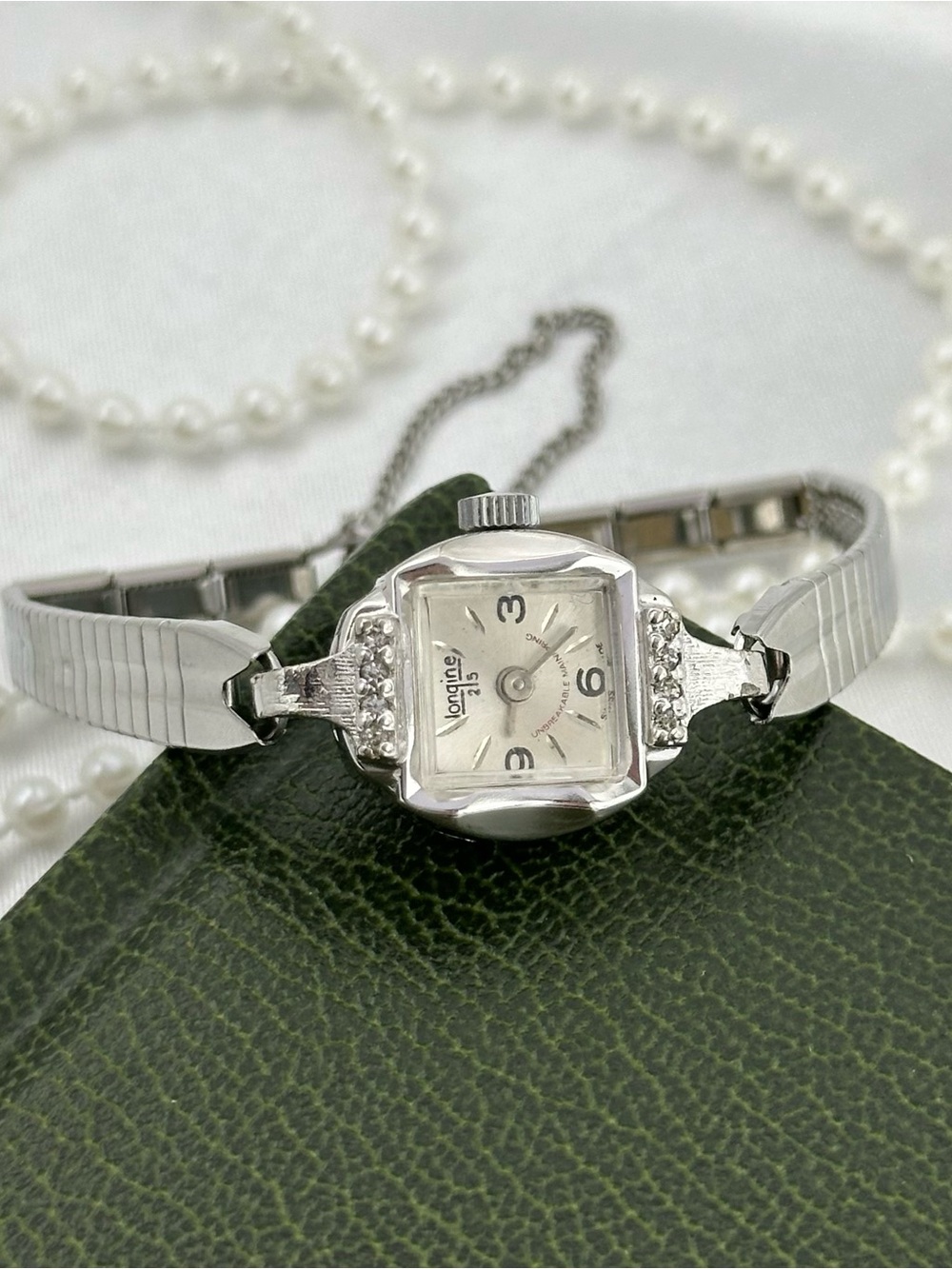 Dainty Silver Endura Wind-Up Cocktail Watch with Diamanté Bezel